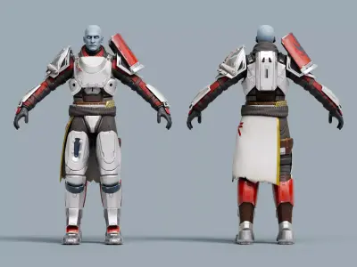 Zavala Sci-fi Warrior Rigged Low-poly 3D model