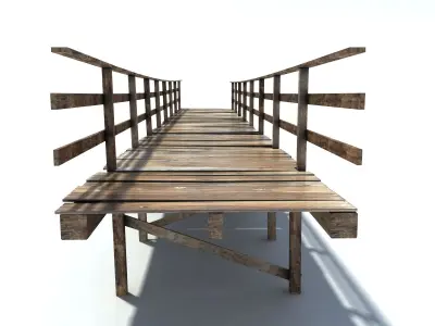 Low Poly Old Wooden Bridge Low-poly 3D model