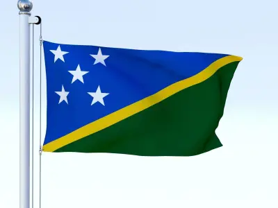 Animated Solomon Islands Flag Low-poly 3D model