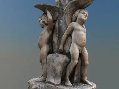 Water fountain sculpture Low-poly 3D model