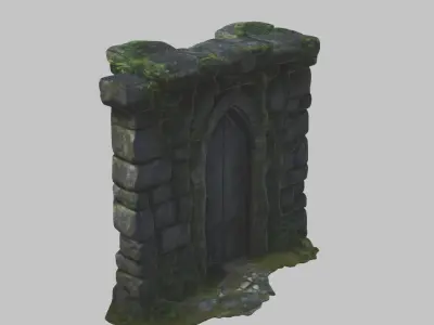 Dark Fantasy Medieval Wall Door Low-poly 3D model