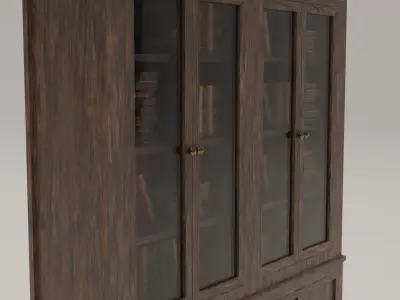 Glass Door Antique Bookcase 3D model