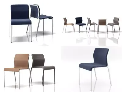 Bend four chairs 3D model