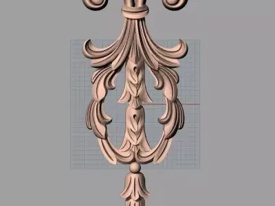 Bed door flower 3D relief STL model for CNC engraving E509 3D model