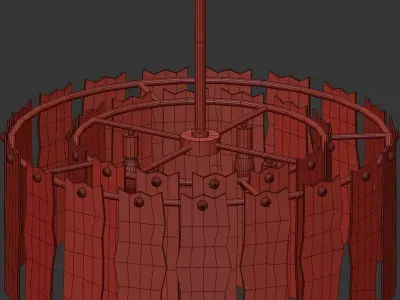 Mugler chandelier with clear glass shades and gold finish 3D model