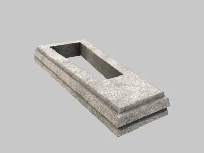 Grave With Fence and Metal Cross Low-poly 3D model