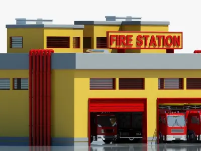 Fire Station Building 3D model