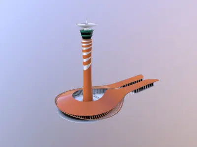 King Abdulaziz Airport Control Tower Low-poly 3D model