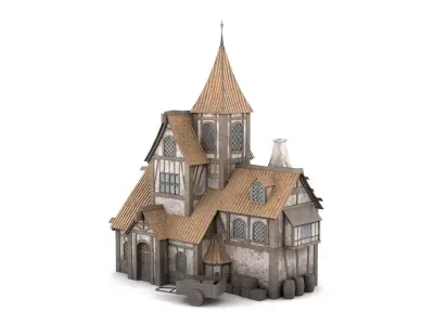 Vintage Cottage Low-poly 3D model