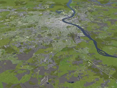 Bordeaux France 50x50km 3D City Map 3D model