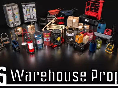 36 Warehouse Props Low-poly 3D model
