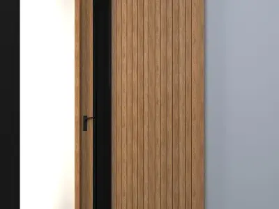 3d door wooden with stripe Low-poly 3D model