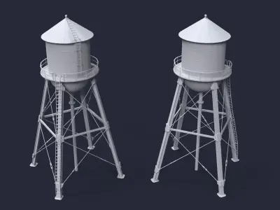 Water Tower Low-poly 3D model
