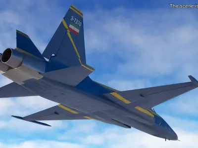  HESA Saeqeh Iranian Aircraft without Rockets Blue Rigged for Maya 