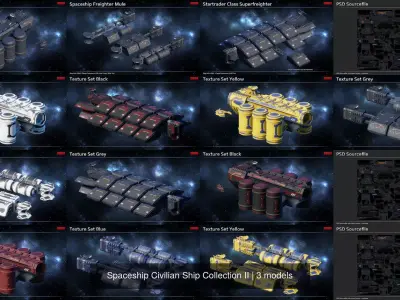 Spaceship Civilian Ship Collection II 3D Model Pack