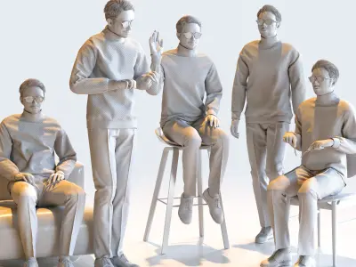 Posed Asian Casual Man - 5 Pack 4 - C1-M4G 3D model