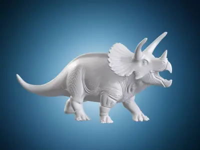 Triceratops Prehistoric Dinosaur Creature Statue on Base 3D print model