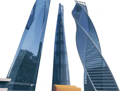Futuristic Skyscraper High Poly Architectural 3D Model Low-poly 3D model