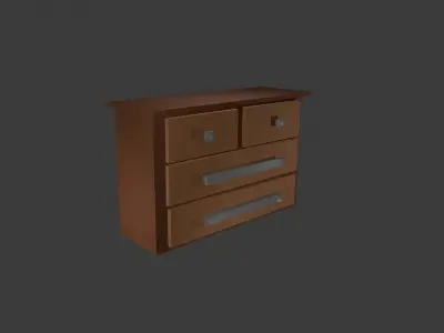3 Bedroom Furniture Models  Nightstand Dresser Wardrobe  Lowpoly Low-poly 3D model