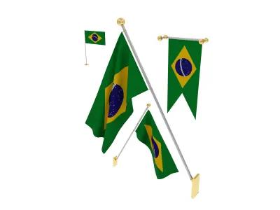 Flags of Brazil 3D model