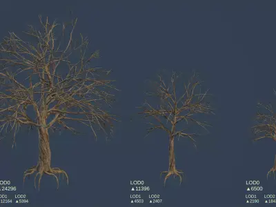 Retro Pixel Forest Set Low-poly 3D model