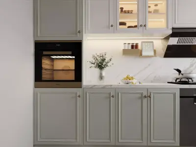 Bright Modern Classic Shaker Kitchen With Mint Cabinets 3D model