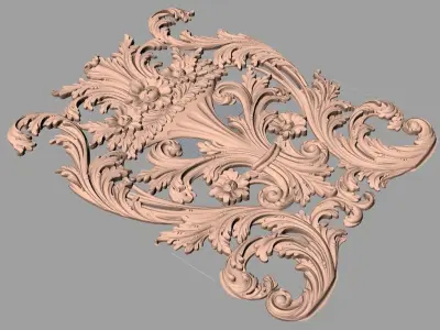 Door flower 3D relief STL Model for CNC woodworking carving E302 3D model