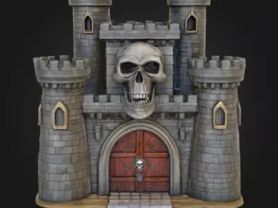 Skull Fortress Low-poly 3D model