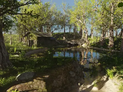 Abandoned Cabin Scene 3D model