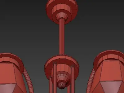 TYROL brass chandelier with five glass shades 3D model
