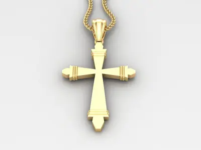 Light Gold 18K Cross Pendant 2CP077 3D print model