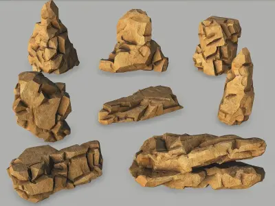 Mountain desert Rocks - 3D Models PBR Pack 05 Low-poly 3D model