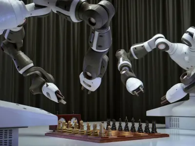 Robots playing chess Low-poly 3D model