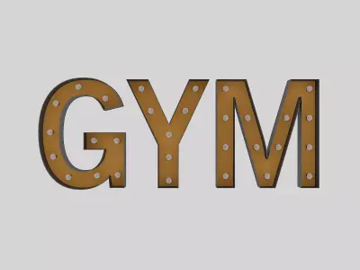 Gym Sign With Bulb 3D model