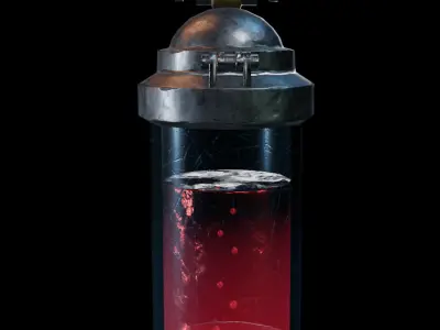 Red Alchemical Capsule Stylized Sci-Fi Potion Bottle Low-poly 3D model