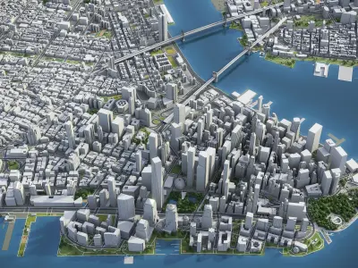 New York - Lower Manhattan Low-poly 3D model