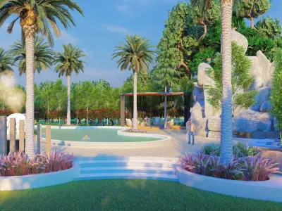 Luxurious Hotel Swimming pool 3D model