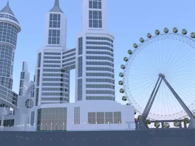 Future city with maglev 2023 3D model