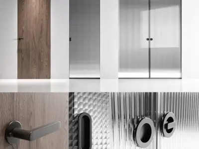 Glasitalia set modern sliding glass doors 3D model