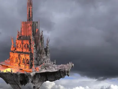 Hellscape Floating city 3D model