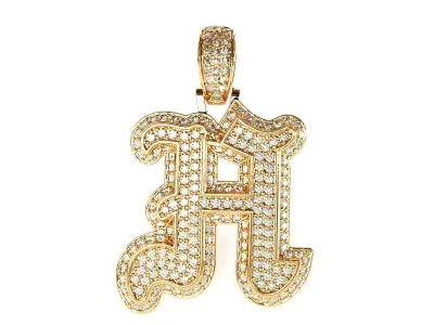 Tattoo fonts H alphabet pendent 3D print model