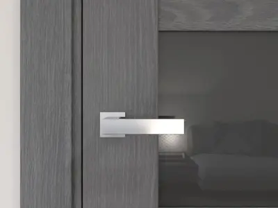 Gray oak interior door with dark gray glass 3D model
