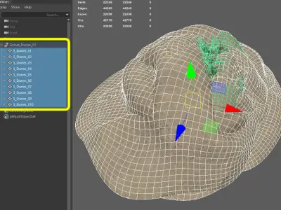 Sand dunes  Low-poly 3D model