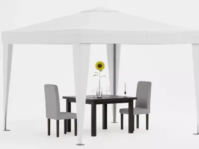 Gazebo Setup V12 - Minimal Outdoor Dining Pavilion Scene Low-poly 3D model