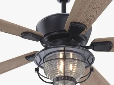 52 Inch Bronze Indoor Outdoor Ceiling Fan with Light PBR 3D model