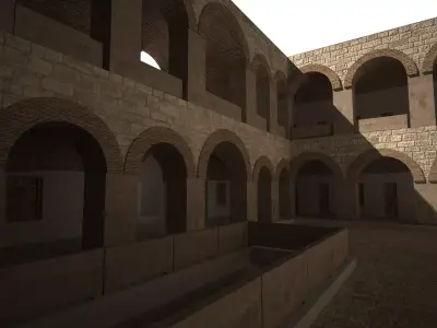 caravanserai room in middle of building 3D model