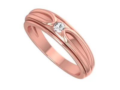 Solitaire Wedding Engagement Women Band Ring 3D print model 4