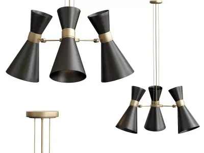 cairo lamp with three lights hanging from it 3D model
