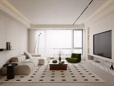 warm and cozy living room 3D model