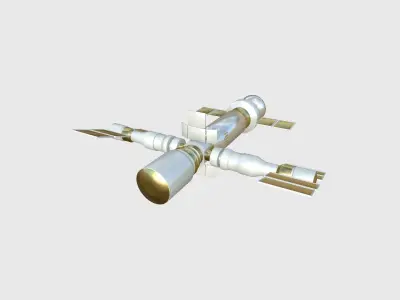 Satellite F02 White Gold - SciFi Space Design Low-poly 3D model